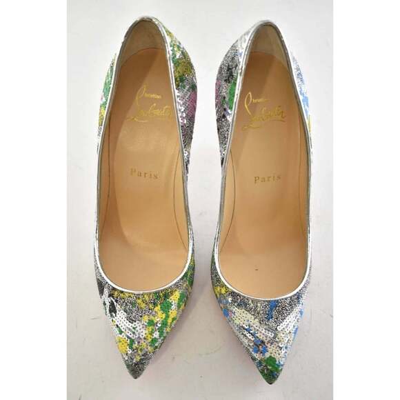 Christian Louboutin Pigalle Follies 100 Paillette Splash Sequin Heel Pump 37.5 - Picture 6 of 11